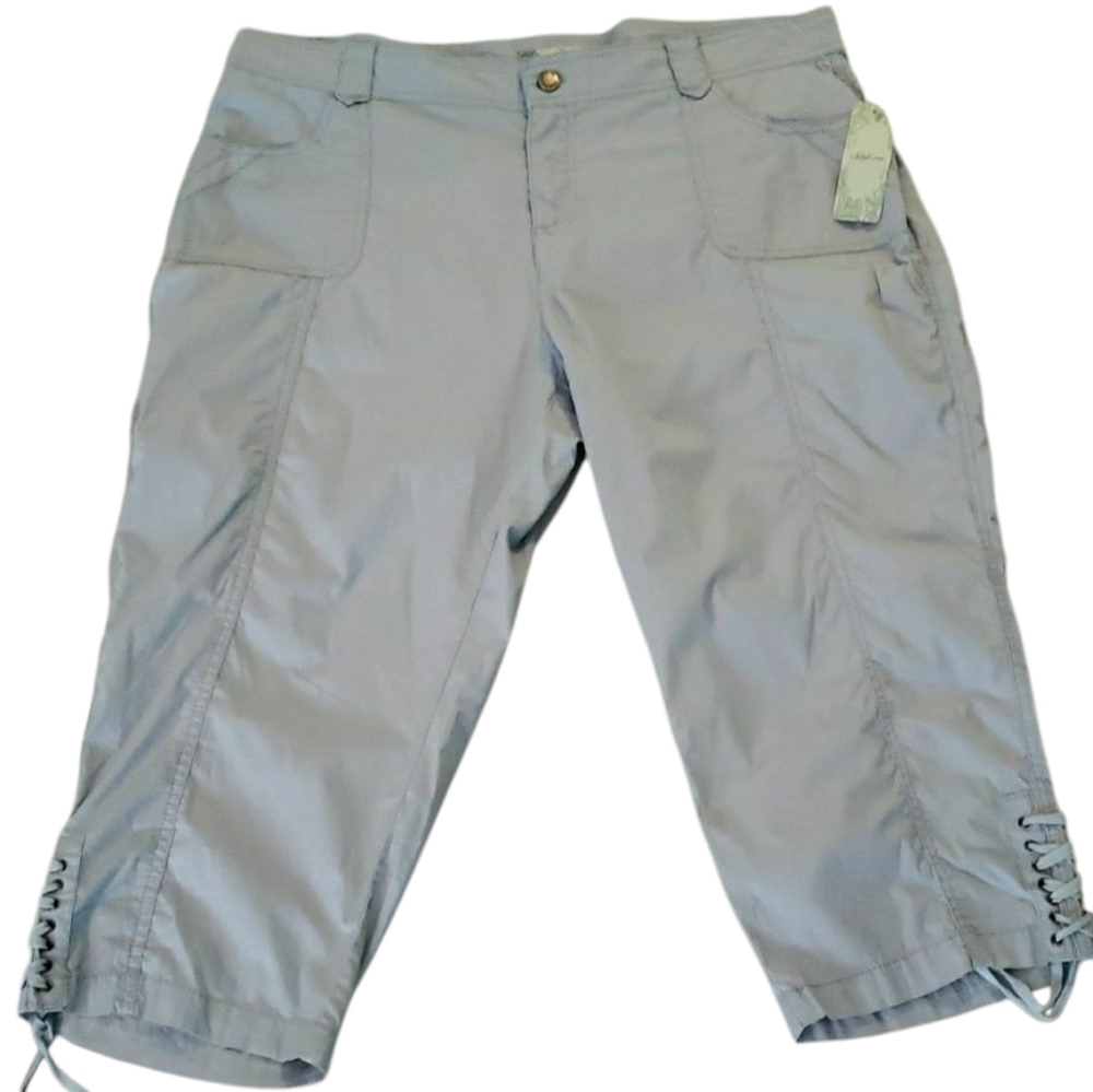 Light Gray Breathable Capris With Lacing Detail NWT